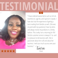 a picture of a woman with the words testimonial